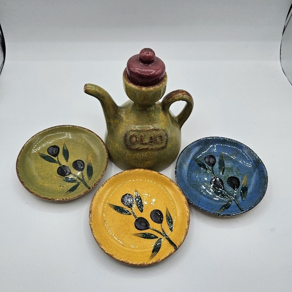 Handcrafted Olive Oil Dispenser with Colorful Plates - Picture 2 of 11